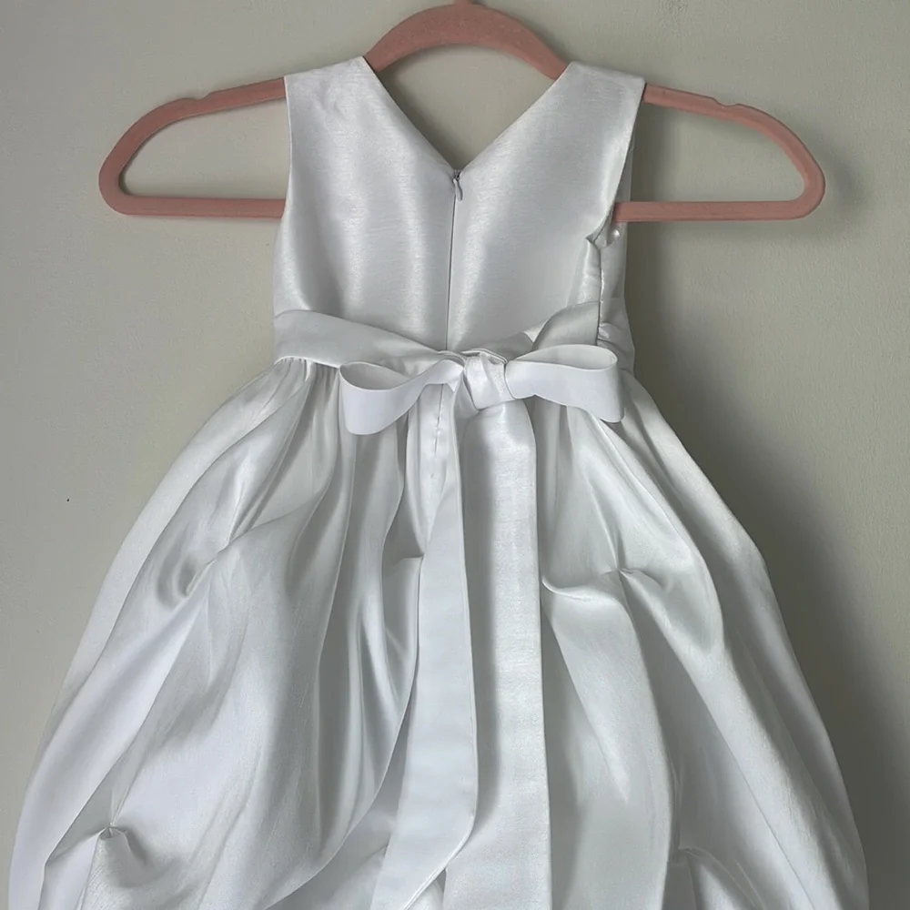 Cinderella White Satin Flower Accent Formal Dress
